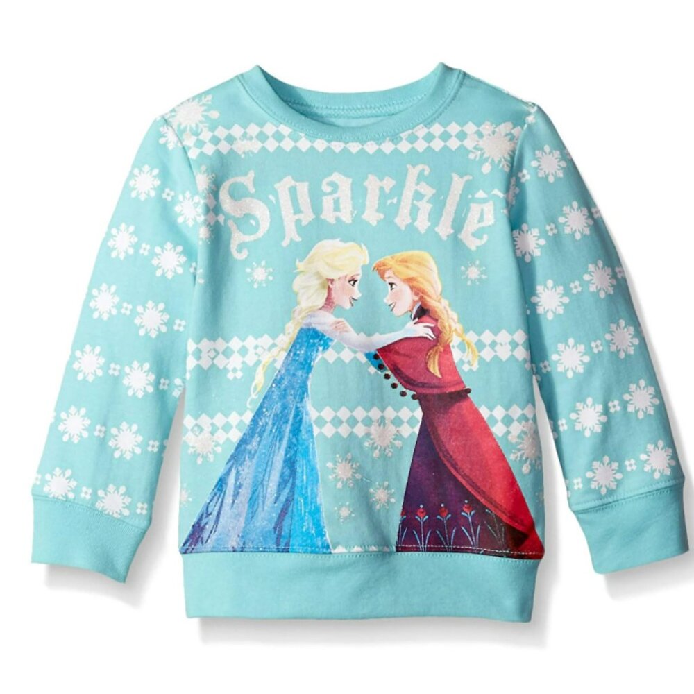 Disney Girls' Frozen Sisters Sparkle Nordic Crew-Neck Sweatshirt Size 5T